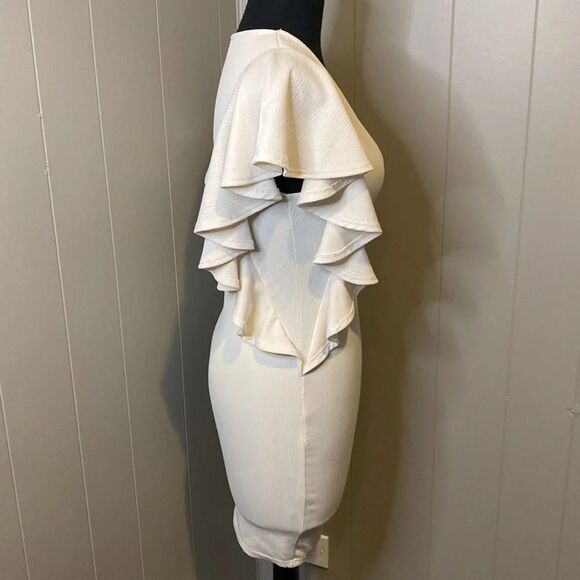 Z Monaco Women’s Small Tight Fit Mini Dress Flutter Sleeves Textured - Picture 3 of 6